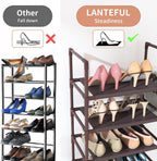 10 Tiers Tall Shoe Rack 20-25 Pairs Boots Organizer Storage Sturdy Narrow Shoe Shelf for Entryway, Closets with Hooks, Black - Grand Goldman
