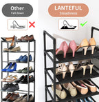10 Tiers Tall Shoe Rack 20-25 Pairs Boots Organizer Storage Sturdy Narrow Shoe Shelf for Entryway, Closets with Hooks, Black - Grand Goldman