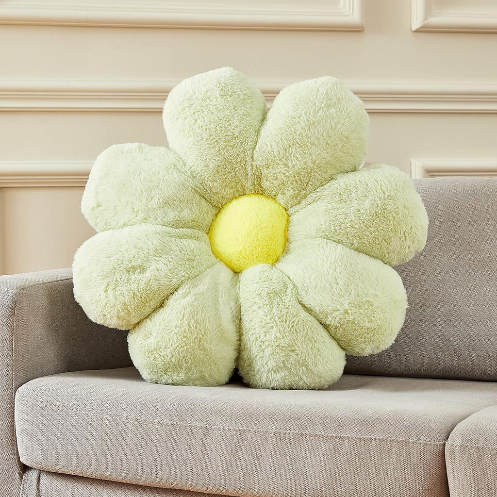 17.7In Cute White Daisy Flower Shaped Kids Throw Pillow Flower Throw Pillow Floor Pillow Cushion Sunflower Pillow Decorative Pillow for Kids Teens Tweens Girls. - Grand Goldman