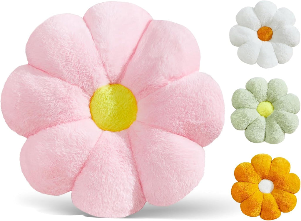 17.7In Cute White Daisy Flower Shaped Kids Throw Pillow Flower Throw Pillow Floor Pillow Cushion Sunflower Pillow Decorative Pillow for Kids Teens Tweens Girls. - Grand Goldman