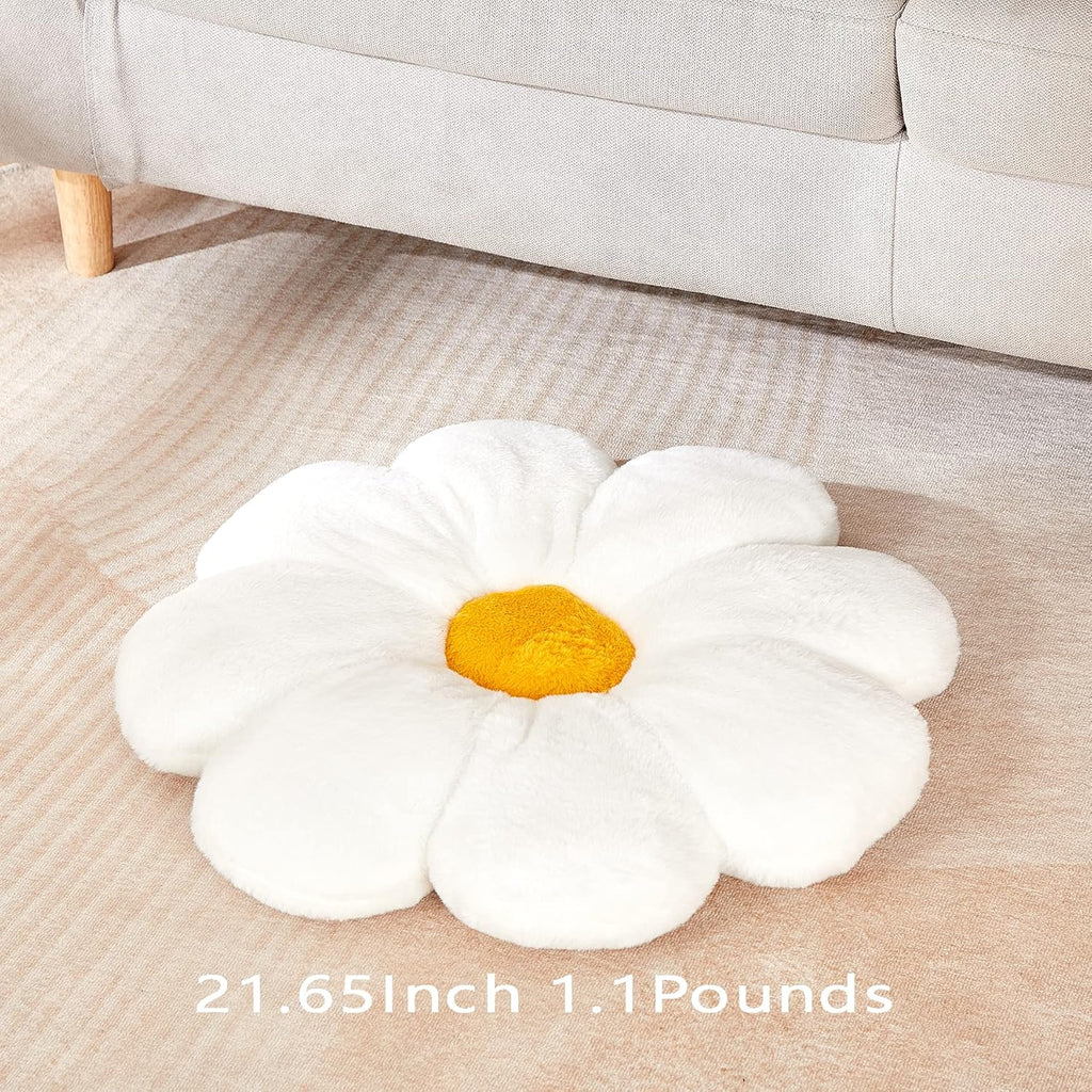 17.7In Cute White Daisy Flower Shaped Kids Throw Pillow Flower Throw Pillow Floor Pillow Cushion Sunflower Pillow Decorative Pillow for Kids Teens Tweens Girls. - Grand Goldman