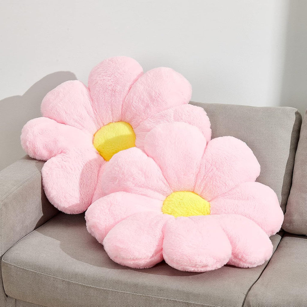 17.7In Cute White Daisy Flower Shaped Kids Throw Pillow Flower Throw Pillow Floor Pillow Cushion Sunflower Pillow Decorative Pillow for Kids Teens Tweens Girls. - Grand Goldman