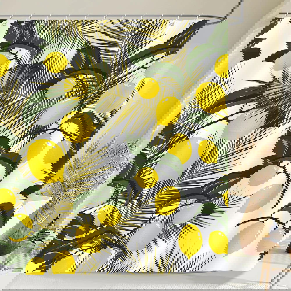 1 pc Fresh Lemon Fruit pattern Shower Curtains Bathroom Polyester Bath Curtains Printing Shower Curtain Decor With Hooks Curtain - Grand Goldman