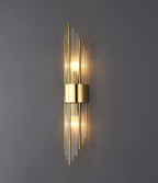 2-Light Modern Brushed Titanium Gold Wall Sconce with Clear Glass Crystal Luxury Wall Light Fixtures for Bedroom Living Room Bathroom Vanity Mirror Light Fixtures Set of 2 - Grand Goldman