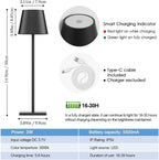2-Pack LED Cordless Table Lamp, Rechargeable Battery Desk lamp 3W 5500mAh Battery Operated Stepless Dimming Modern Portable Table Light for Restaurant/Dinner/Bedroom/Outdoor IP54 Waterproof (Black) - Grand Goldman