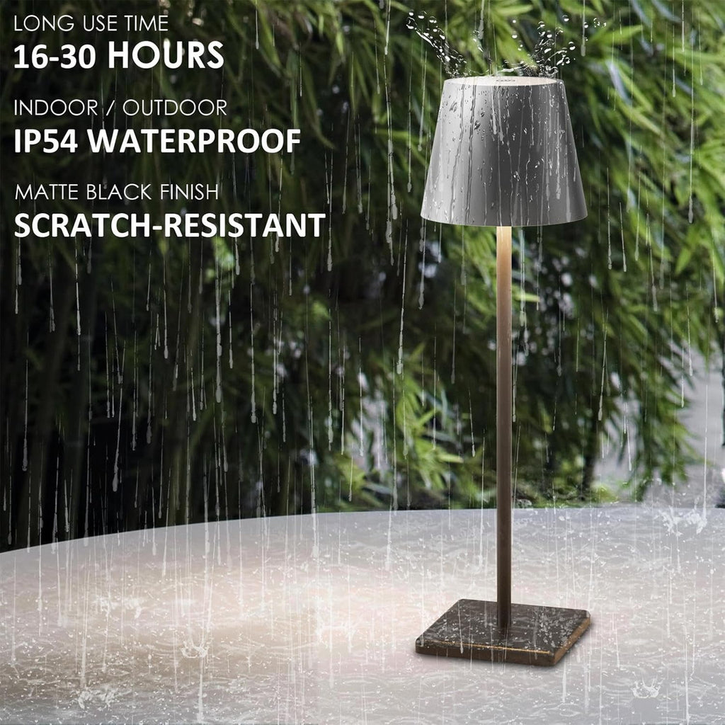 2-Pack LED Cordless Table Lamp, Rechargeable Battery Desk lamp 3W 5500mAh Battery Operated Stepless Dimming Modern Portable Table Light for Restaurant/Dinner/Bedroom/Outdoor IP54 Waterproof (Black) - Grand Goldman