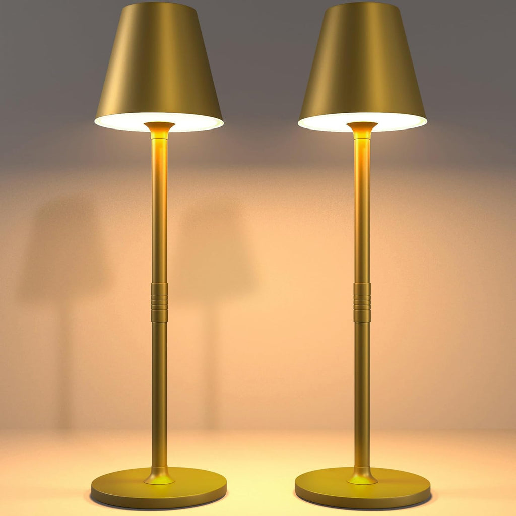 2 Pack LED CordlessTable Lamp,4000mAh Rechargeable Battery Desk lamp,3 Level Brightness Night Light,Minimalist Design, for Couple Dinner/Coffee Table/Restaurant/Bedroom(Black 2pack) - Grand Goldman