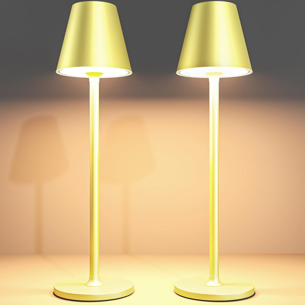 2 Pack LED CordlessTable Lamp,4000mAh Rechargeable Battery Desk lamp,3 Level Brightness Night Light,Minimalist Design, for Couple Dinner/Coffee Table/Restaurant/Bedroom(Black 2pack) - Grand Goldman