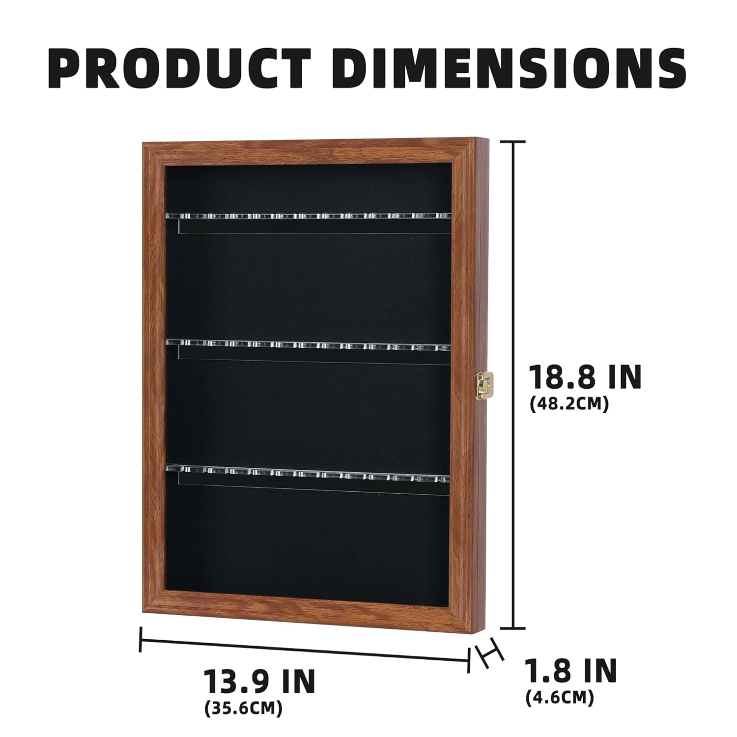 36 Souvenir Tea Spoon Solid Wood Display Case Rack Cabinet with Glass Door Walnut Finish - Grand Goldman