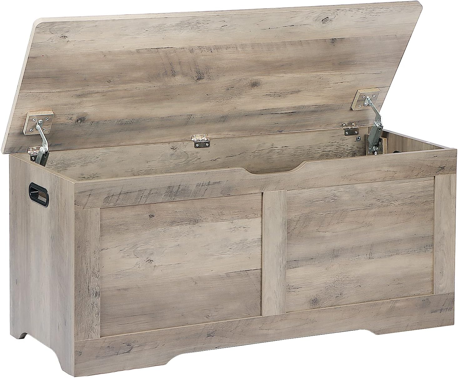 39.4" Storage Chest, Wooden Storage Bench, Lift Top Toy Chest with 2 Safety Hinges, Large Toy Box, Entryway Bench for Living Room, Bedroom, Grey - Grand Goldman