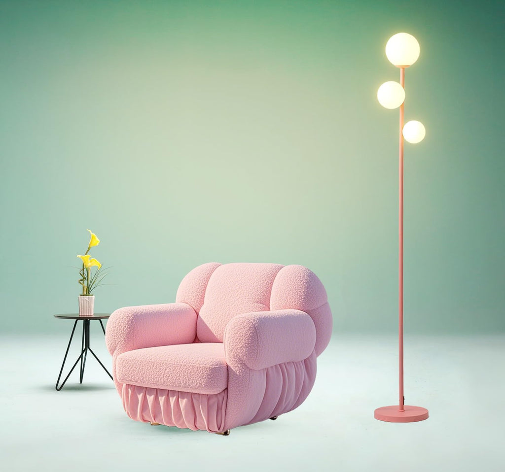 3 Globe Mid Century Modern Floor Lamp for Living Room, Contemporary Gold Lamp with Frosted Glass Shade and Bulbs Included, LED Standing Tall Pole Lamp for Bedrooms, Office - Antique Brass - Grand Goldman