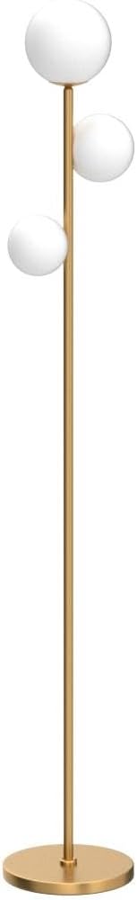 3 Globe Mid Century Modern Floor Lamp for Living Room, Contemporary Gold Lamp with Frosted Glass Shade and Bulbs Included, LED Standing Tall Pole Lamp for Bedrooms, Office - Antique Brass - Grand Goldman