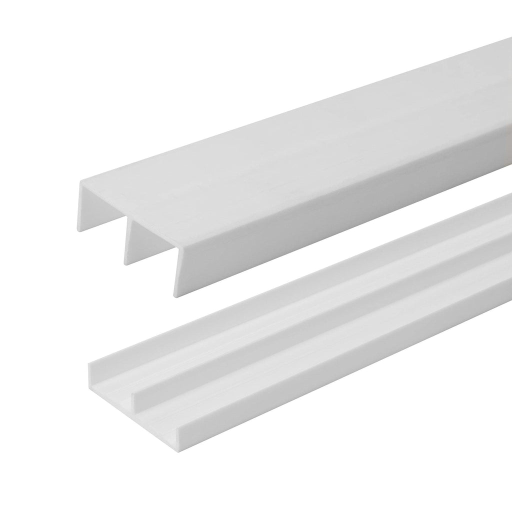 4 Ft. Long White Plastic Sliding Door Track Set for 3/4" Thick Panels (Pack of 1) by Outwater Plastics