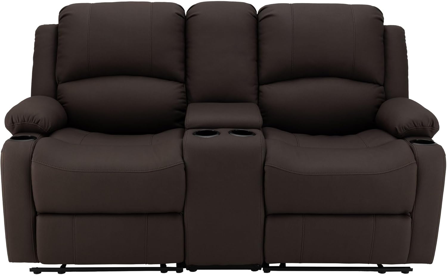 67" Wall Hugger Reclining | RV Theater Seats | Double Recliner RV Sofa & Console | RV Couch | RV Theater Seating | RV Furniture (Manual, Chocolate)