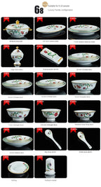 68 Piece Set Tableware Set Bowl and Dish 68 Piece Set Gilding Process Floral Butterfly Double Ear Pot Plate Spoon Stewing Cup Combination Set - Grand Goldman
