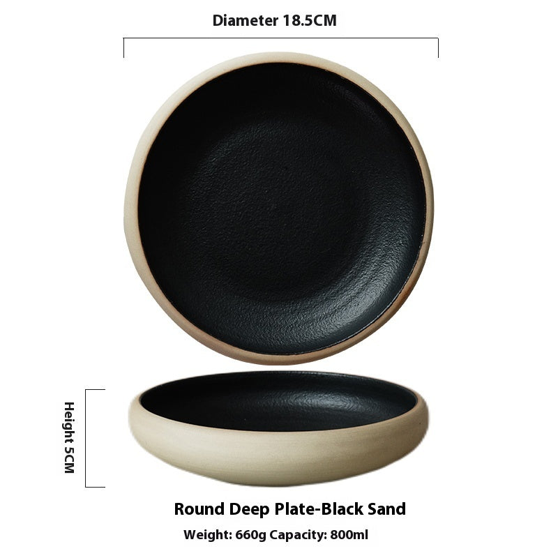 7-inch Retro Deep Plates Round Hand-painted Household Dinner Plate - Grand Goldman