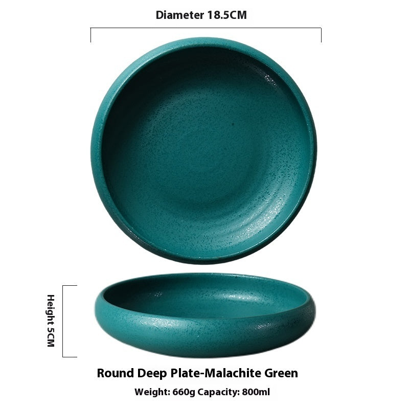 7-inch Retro Deep Plates Round Hand-painted Household Dinner Plate - Grand Goldman