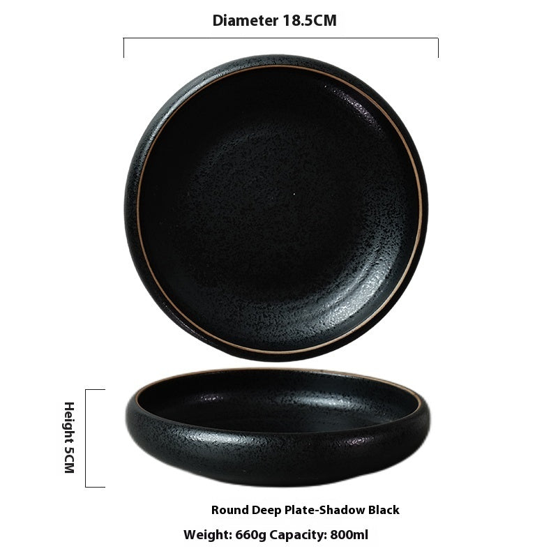 7-inch Retro Deep Plates Round Hand-painted Household Dinner Plate - Grand Goldman