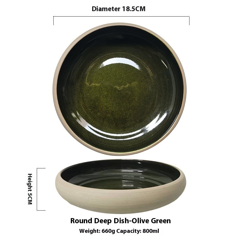 7-inch Retro Deep Plates Round Hand-painted Household Dinner Plate - Grand Goldman