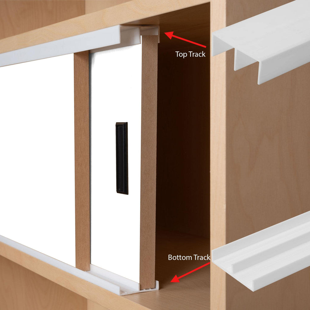4 Ft. Long White Plastic Sliding Door Track Set for 3/4" Thick Panels (Pack of 1) by Outwater Plastics