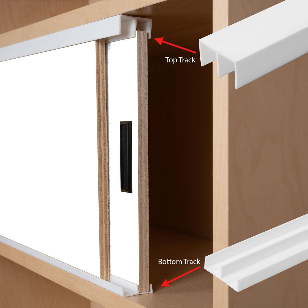 4 Ft. Long White Plastic Sliding Door Track Set for 1/2" Thick Panels (Pack of 1) by Outwater Plastics