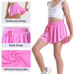 2 Pack Girls Athletic Flowy Shorts with Spandex Liner 2-in-1 Kids Butterfly Skirts Shorts for Dancing Running Sports
