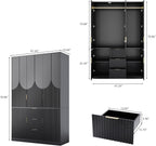 71" Wardrobe Armoire Wooden Closet with 3 Doors and 3 Drawer, Bedroom Armoire with Hanging Rod Shelf, Wooden Wardrobe Combination for Hanging Clothes, Large Capacity Storage Wardrobe Armoire - Grand Goldman