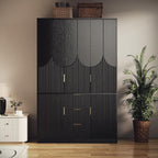 71" Wardrobe Armoire Wooden Closet with 3 Doors and 3 Drawer, Bedroom Armoire with Hanging Rod Shelf, Wooden Wardrobe Combination for Hanging Clothes, Large Capacity Storage Wardrobe Armoire - Grand Goldman