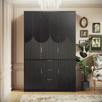 71" Wardrobe Armoire Wooden Closet with 3 Doors and 3 Drawer, Bedroom Armoire with Hanging Rod Shelf, Wooden Wardrobe Combination for Hanging Clothes, Large Capacity Storage Wardrobe Armoire - Grand Goldman