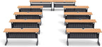 18 Person Tables Training Meeting Seminar Classroom Model 5637 10pc Beech Folding Industrial Caster Z-Base. Tables Connect. Modesty Panel, Shelf, Power+USB Outlet. Fold+Nest (Seating NOT Included).