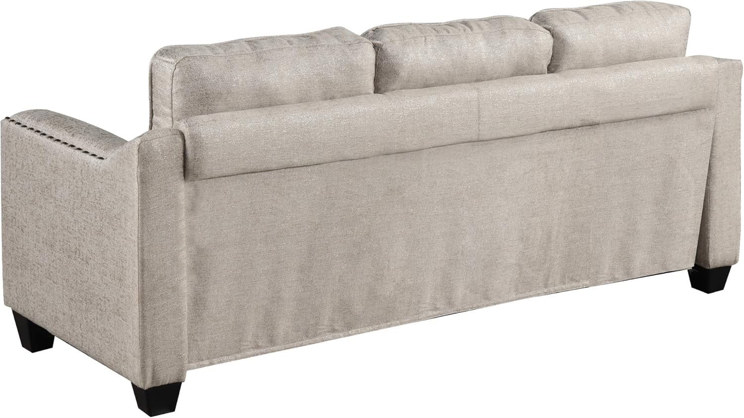 3 Pieses Mid-Century Modern Sofa Sets Linen Fabric Tufted Back Include 3 Seaters Couch, Loveseat and Armchair with Rivets Rivets for Home Apartment Office Living Room Furniture Sets