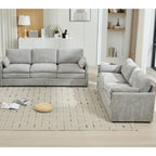 2 Pieces Chesterfield Sofa Sets Nailhead Decor Faux Leather Upholstered Tufted Sectional Sofa&Couch Include 3-Seaters Couch and Loveseat W/Rolled Arms and Wood Legs for Living Room Furniture Sets