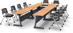 10 Person Tables Training Meeting Seminar Classroom Model 5602 15pc Beech Folding Industrial Caster Z-Base. Tables Connect. Modesty Panel, Shelf, Power+USB Outlet. Fold+Nest (Seating Included).