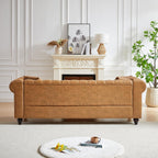 2 Pieces Chesterfield Sofa Sets Nailhead Decor Faux Leather Upholstered Tufted Sectional Sofa&Couch Include 3-Seaters Couch and Loveseat W/Rolled Arms and Wood Legs for Living Room Furniture Sets