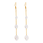 18K Beach Stainless Steel Long Hanging Pearl String Hook Earrings Accessories Women Anti Allergic Statement Jewelry Accessories