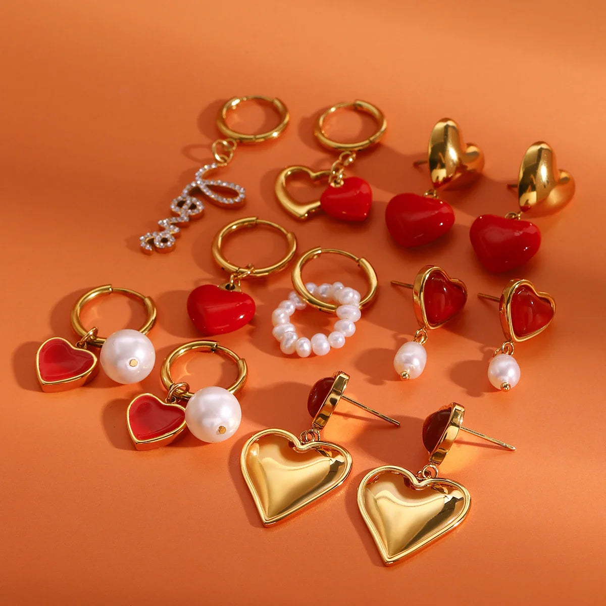 Ohrringe mit rotem, tropfendem Öl-Anhänger (18 Karat vergoldet) aus Edelstahl, antiallergisch, modisches Schmuckstück, perfektes Geschenk für festliche Anlässe