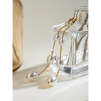 18K Beach Stainless Steel Long Hanging Pearl String Hook Earrings Accessories Women Anti Allergic Statement Jewelry Accessories