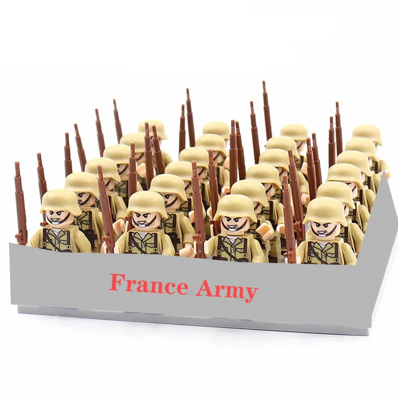 24 Pcs/Lot WW2 Military Figures Building Blocks Nation Army Soldiers Assemble Bricks Educational For Boys Christmas Gift  Toys
