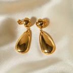 Elegante, geometrische Ohrhänger aus Edelstahl, gefertigt aus 18 Karat vergoldetem Edelstahl, mit halbkugelförmigem Wassertropfen-Anhänger, großer Ohrschmuck für Damen