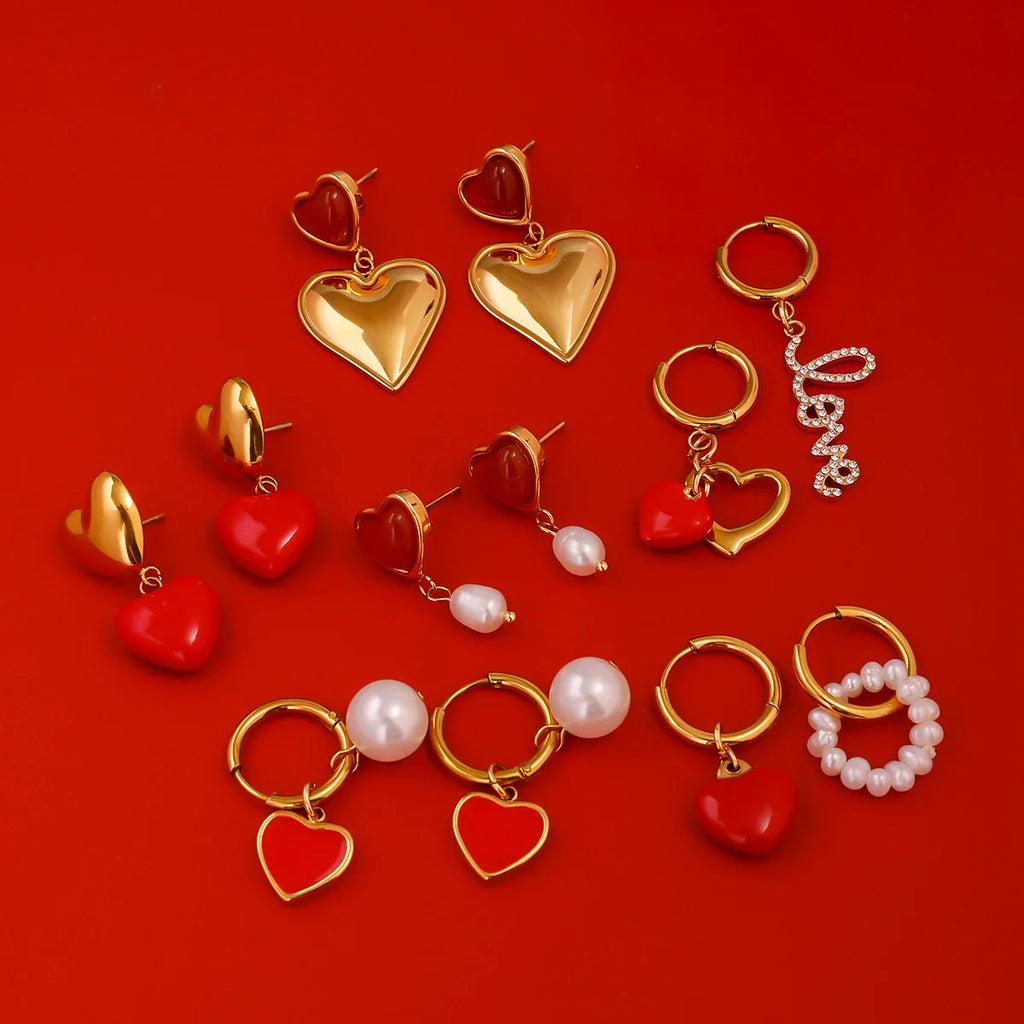 Ohrringe mit rotem, tropfendem Öl-Anhänger (18 Karat vergoldet) aus Edelstahl, antiallergisch, modisches Schmuckstück, perfektes Geschenk für festliche Anlässe