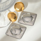 Ohrhänger mit quadratischem Anhänger aus glattem, farblich abgestimmtem 18-karätigem Edelstahl – rostfrei, trendig, ein perfektes Geschenk für Damen.