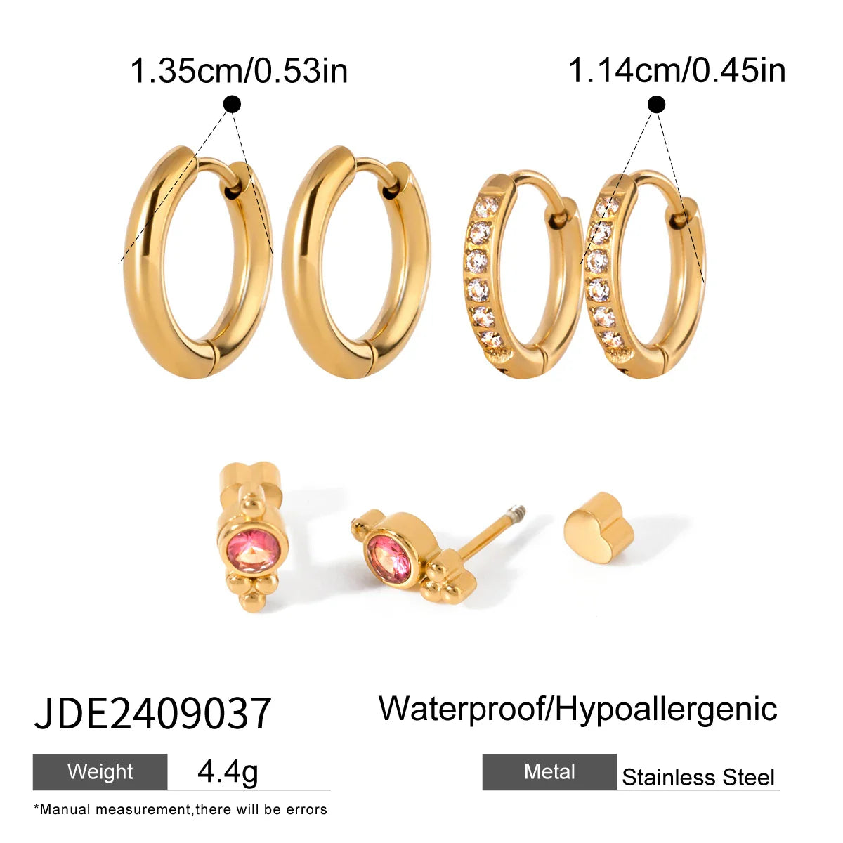 Vintage-Ohrringe aus 18-karätigem Edelstahl mit lila Diamanten, 3 Paar auf einer Karte, Statement-Ohrringe für Damen, strukturierter, rostfreier Schmuck 