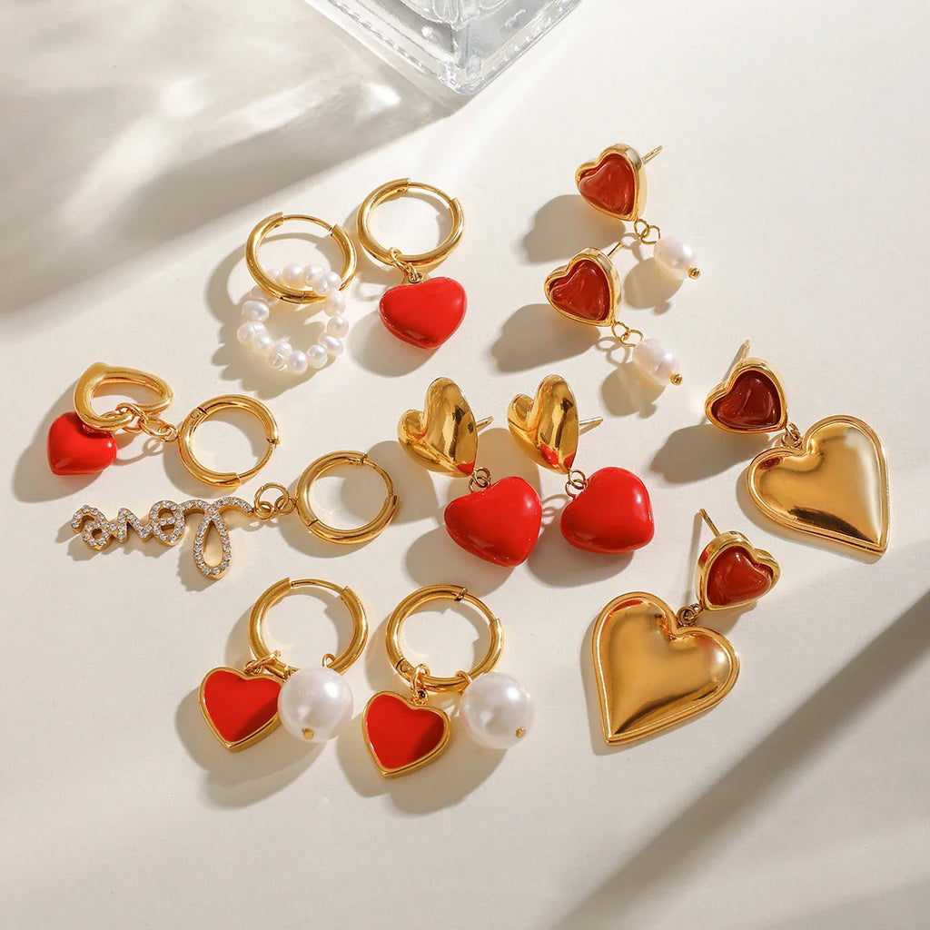 Ohrringe mit rotem, tropfendem Öl-Anhänger (18 Karat vergoldet) aus Edelstahl, antiallergisch, modisches Schmuckstück, perfektes Geschenk für festliche Anlässe