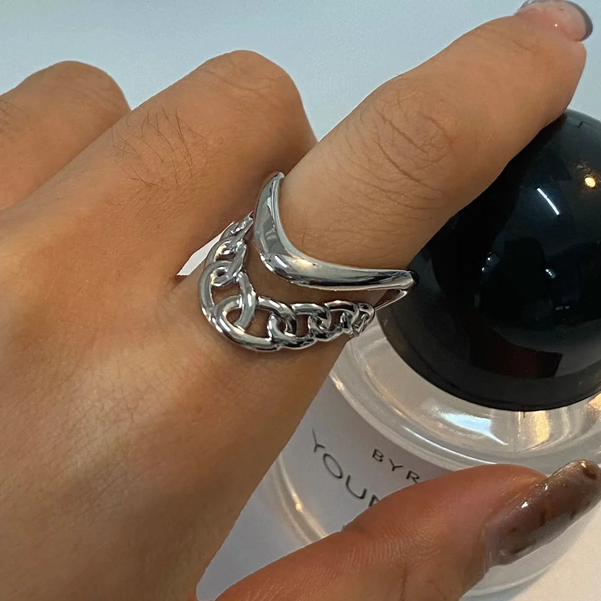 Ensemble de 2 bagues empilables en acier inoxydable argenté, forme en V, double couche, résistantes à la décoloration, bijoux unisexes