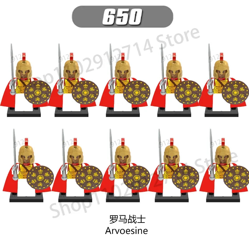 10Pcs/Set Historical Medieval Sparta Heroes Crusader Roman Soldiers Building Blocks Military Action Figures Bricks Toys For Kids