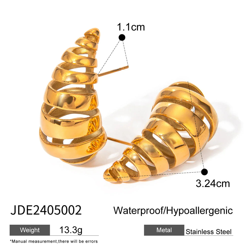 Trendige, zarte, glatte, hohle Ohrringe aus 18-karätig PVD-beschichtetem Edelstahl in Tropfenform – wasserfest und ideal für Damen.