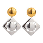 Ohrhänger mit quadratischem Anhänger aus glattem, farblich abgestimmtem 18-karätigem Edelstahl – rostfrei, trendig, ein perfektes Geschenk für Damen.