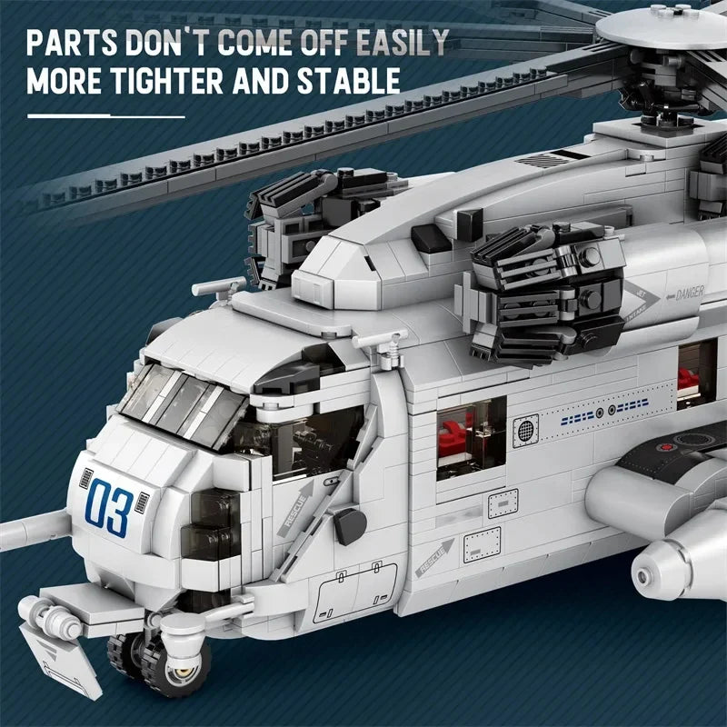 2192PCS CH-53E Transport Helicopter Building Blocks Army Plane Military Fighter Model Assembly Bricks Kids DIY Toys Holiday Gift