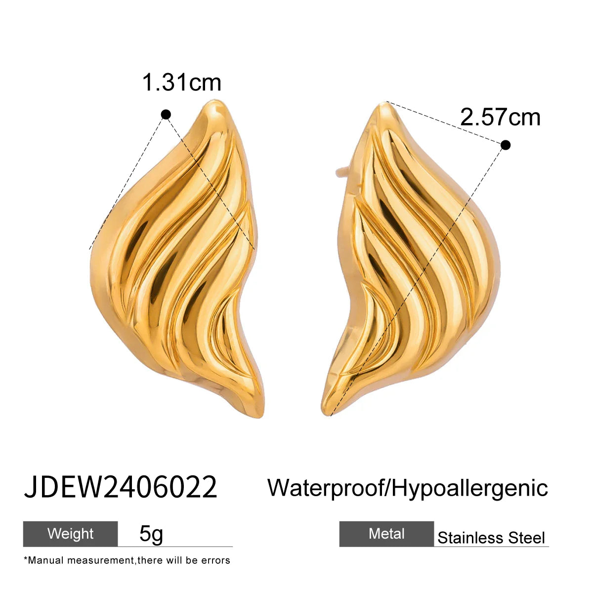 Vintage-Ohrringe mit Streifenmuster und Tropfenform aus 18-karätigem PVD-beschichtetem Edelstahl – Damenschmuck, antiallergen, stilvoll.