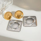 Ohrhänger mit quadratischem Anhänger aus glattem, farblich abgestimmtem 18-karätigem Edelstahl – rostfrei, trendig, ein perfektes Geschenk für Damen.